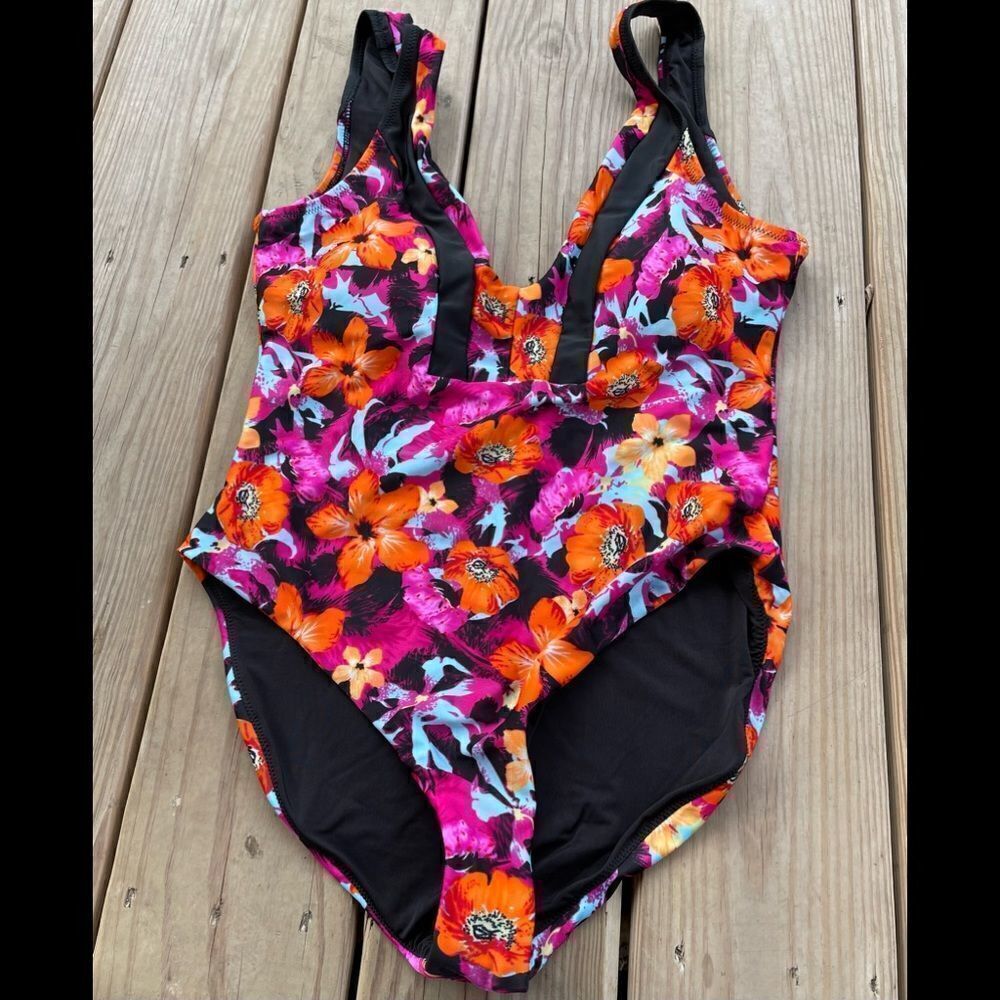 SUNPROOF By Weatherproof Floral Open Back One Piece